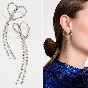 NEW~ Anthropologie Shashi Long Crystal Heart Earrings
